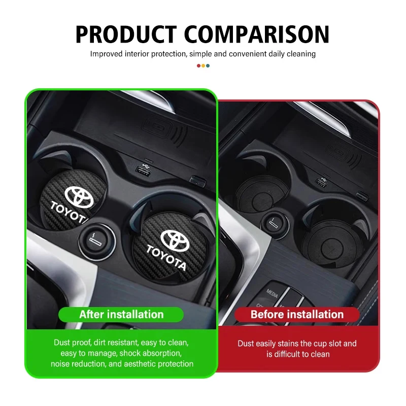 2 قطعة كوستر جلدية مكافحة الضوضاء وسادة للكوب الماء وسادة لتويوتا كراون GR كورولا يارس Aygo بريوس كامري أوريس أفينسيس 4 عداء #2