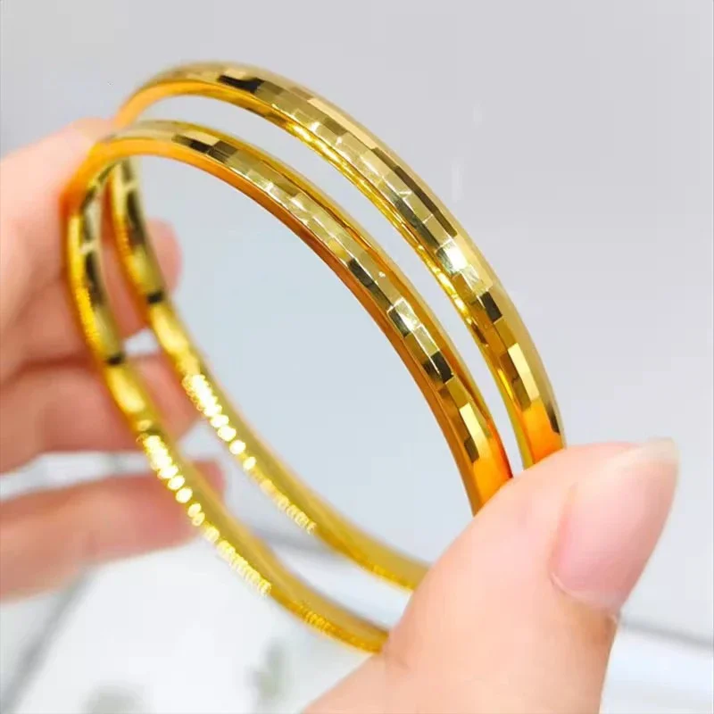 Fashion Yellow Gold Color Bracelet for Women Sparkling Bracelet Bangle Wedding Engagement Fine Jewelry Gifts Not Fade