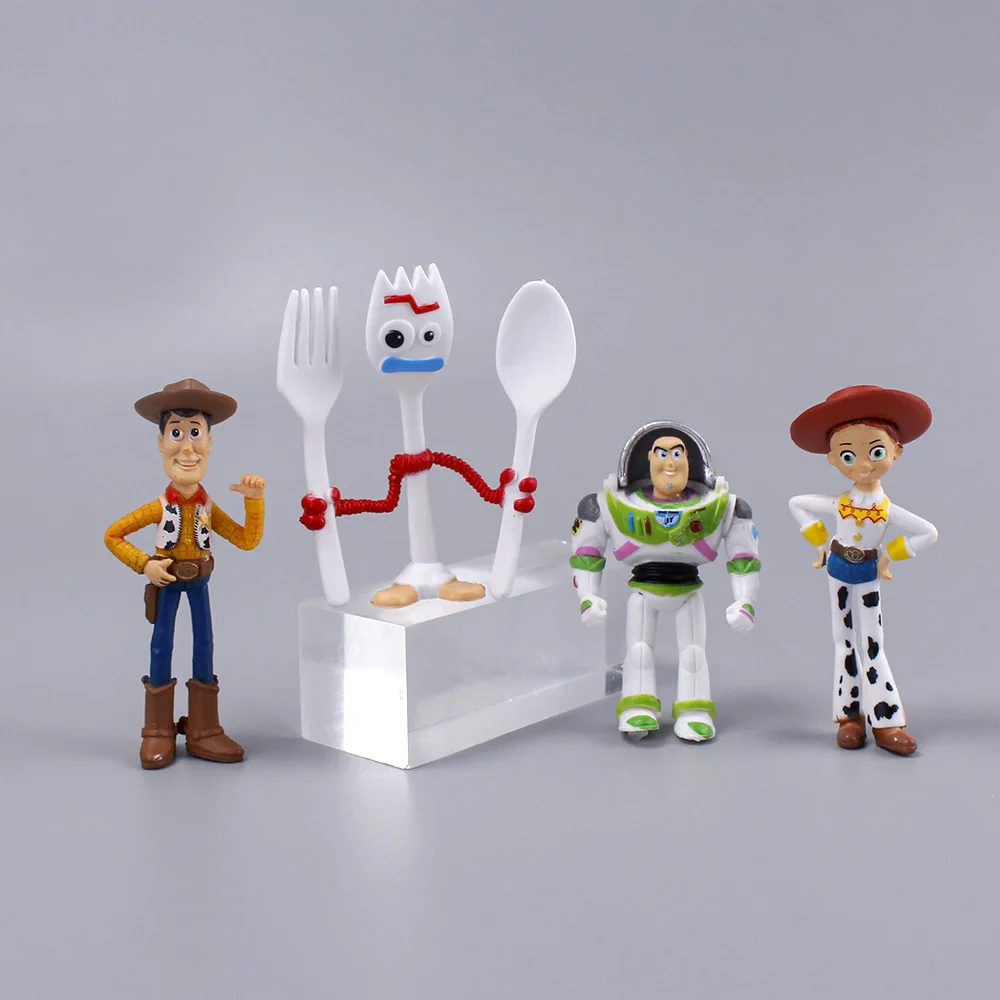 2024 Toy Story 7 szt. Zabawki figurki akcji Woody Jessie Buzz Lightyear Forky świnia miś Figura zestaw modeli lalka figurka prezenty dla dzieci