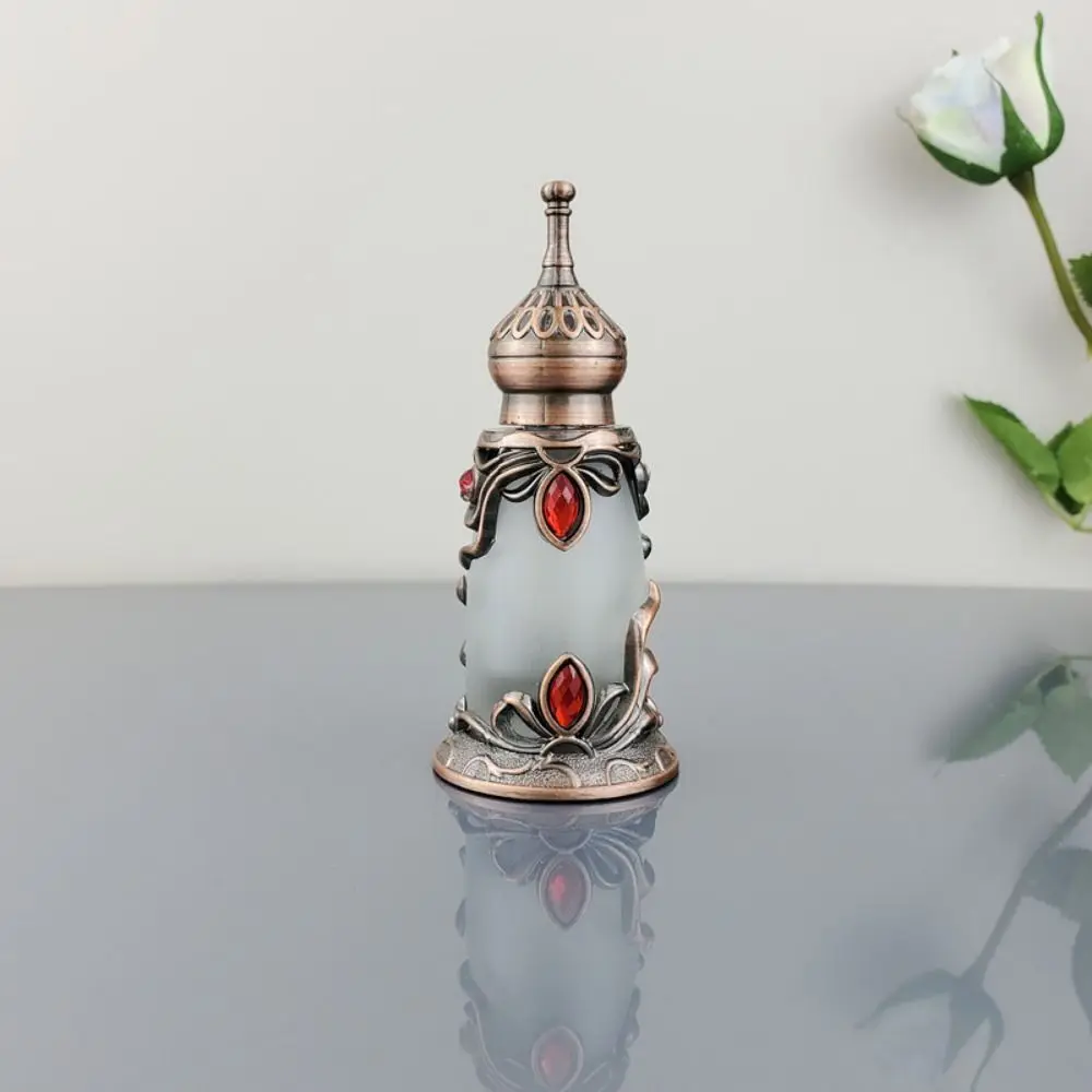 Portable Refillable Essential Oil Bottle Antiqued Arab Style Perfume Container Alloy Glass Empty Dispenser Diffuser Vietnam