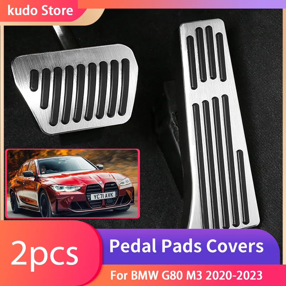 

For BMW G80 M3 2020-2023 Stainless Steel Car No Drilling AT MT Non-slip Foot Pedals Rest Accelerator Tray Part Accessories.