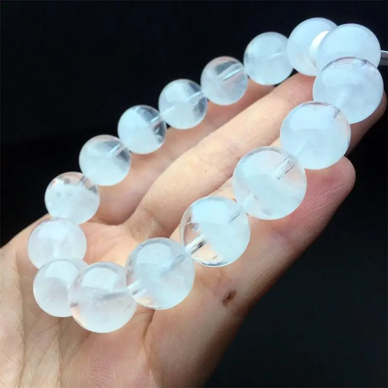 14MM Natural White Garden Quartz Bracelet Handmade Fortune Energy Gemstone Mineral Woman Amulet Jewelry Gift 1PCS