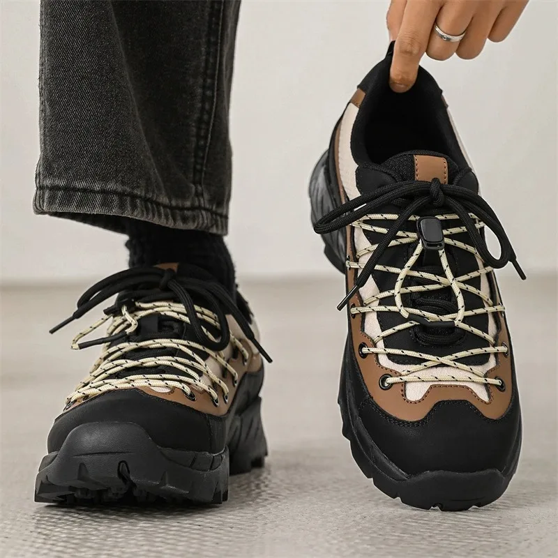 

High Quality Leather Shoes for Men Outdoor Hiking Climbing Men's Sneakers Durable Camping Hunting Casual Shoes Zapatos De Hombre