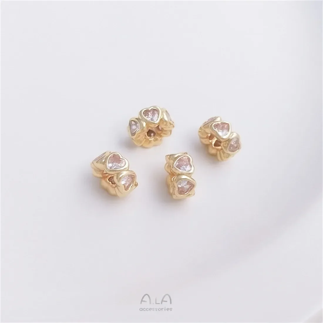 14K مطلية بالذهب الخوخ القلب الزركون فصل حبة الدائري على شكل قلب من خلال ثقب يدويا سوار قلادة مجوهرات Accessori #5