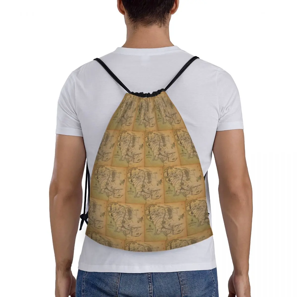 

"Lord's Ring" Map Backpacks Multi-function Portable Drawstring Bags Storage Bag Book Bags For Man Woman Students