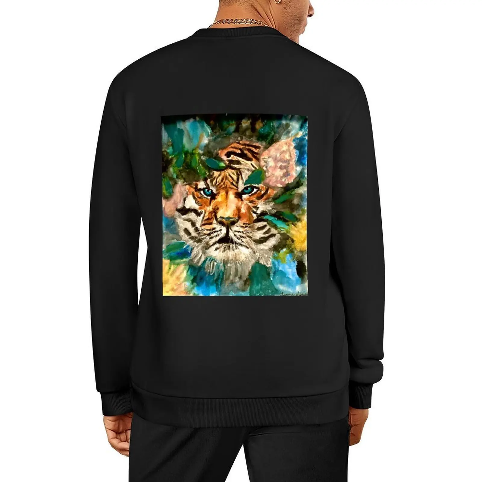 

Watercolor painting of tiger Pullover korean clothes tracksuit men men's sweat-shirt autumn winter man sweatshirt