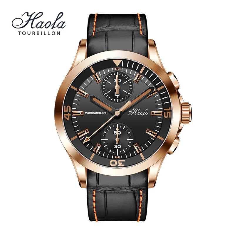 Haofa fully automatic chronograph mechanical automatic winding men watch sapphire stainless steel case luxury pilot fashion 1600