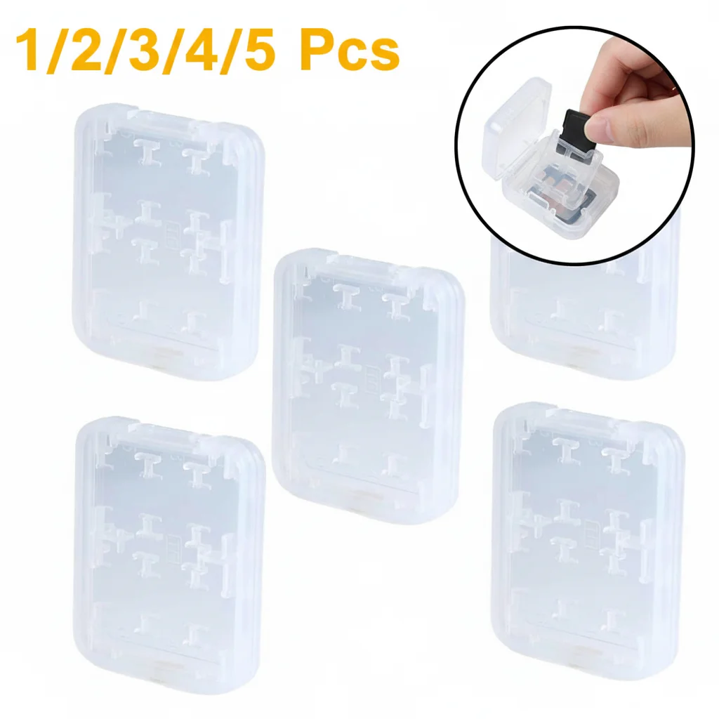 8 in 1 Protector Holder Plastic Transparent Mini for SD SDHC TF MS Memory Card Storage Case Bag Memory Card Protecter Box