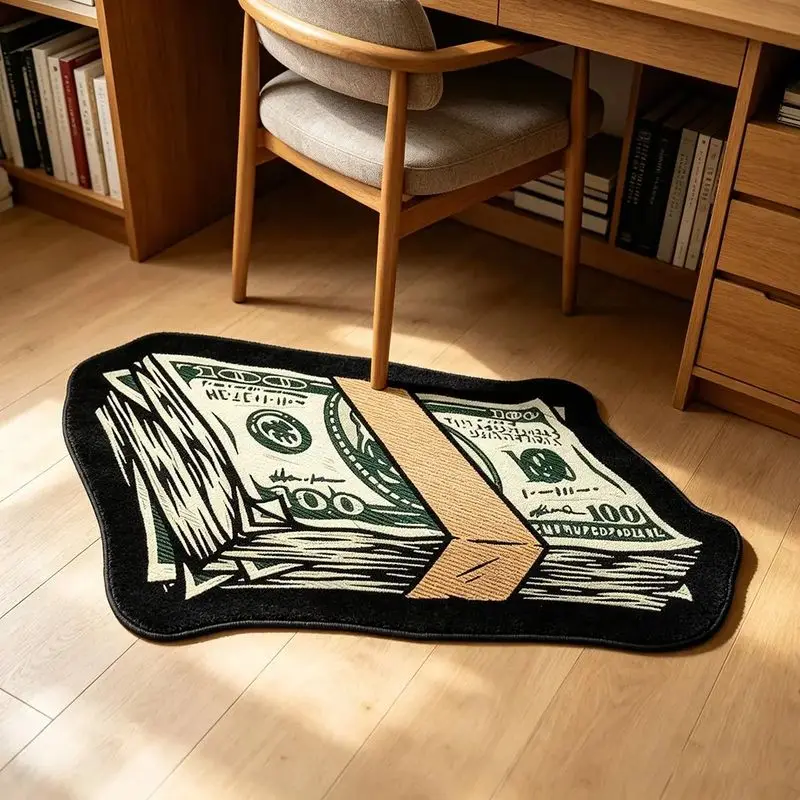 VIKAMA Money Stack Bills Funny Area Rug for Bedroom Floor Mat Cute Cartoon Cozy Plush Aesthetic Snug Washable Home Decor