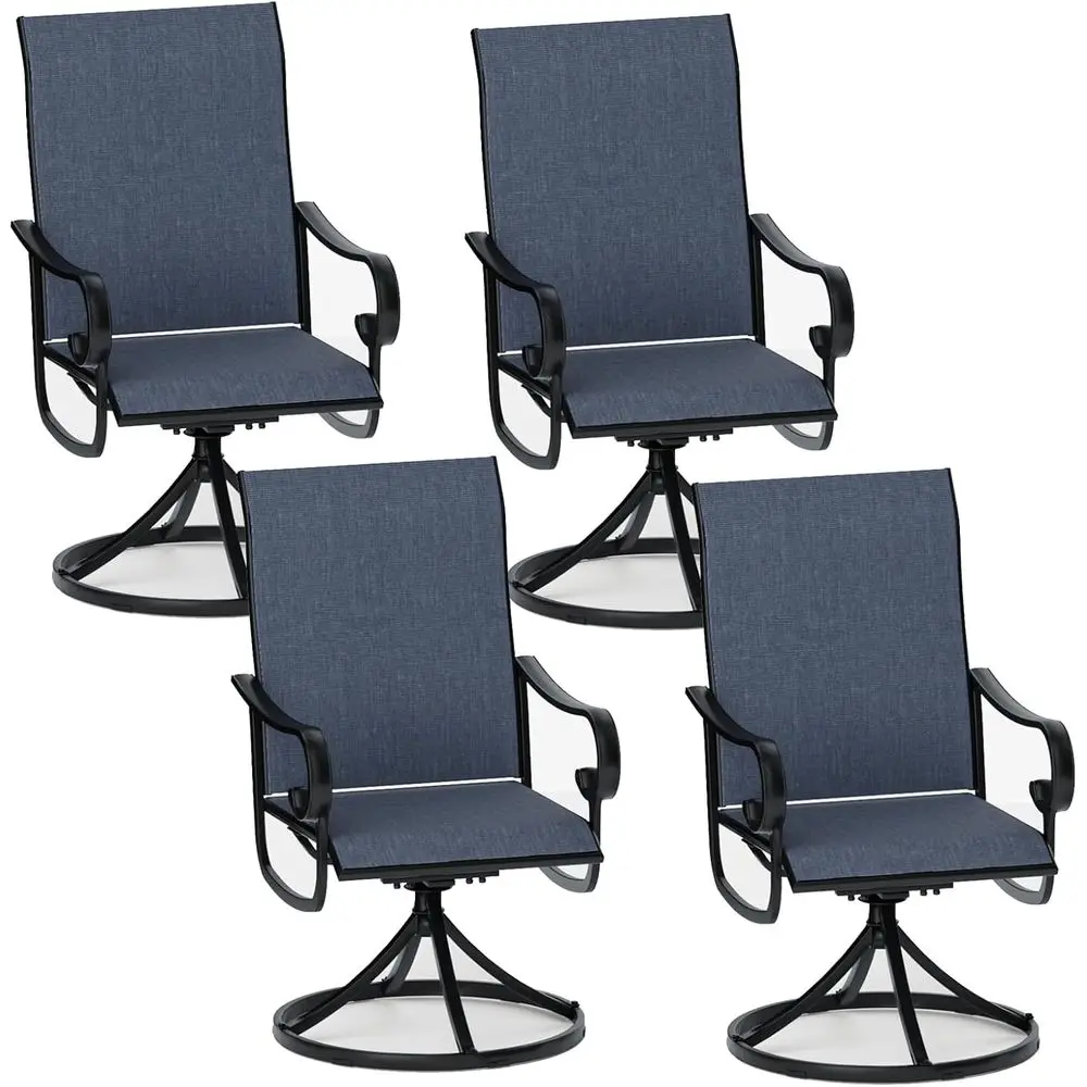 

Set of 4 High-Back Outdoor Swivel Rockers, Weather-Resistant Patio Chairs for Poolside or Garden, Navy Blue