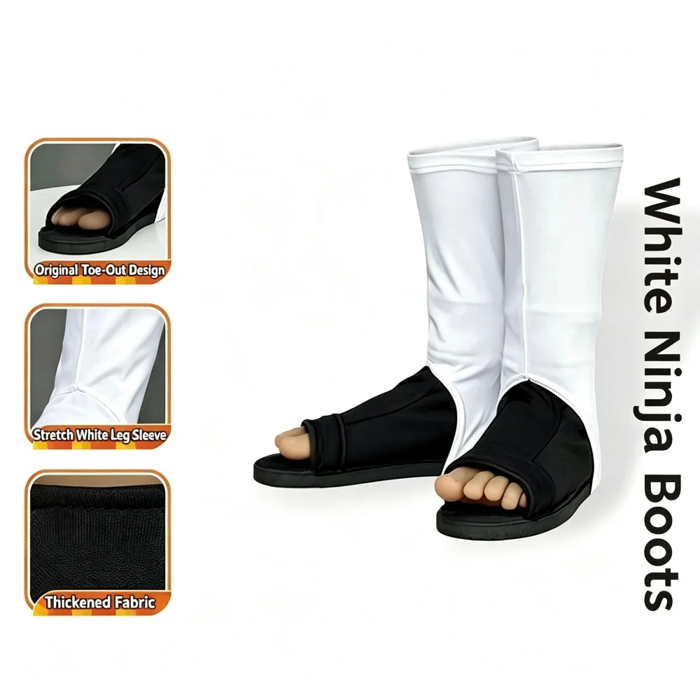 Unisex Open Toe Ninja Cosplay Sandal Boots with Side Zipper Stretch Fabric Akatsuki Costume Footwear for Halloween Party