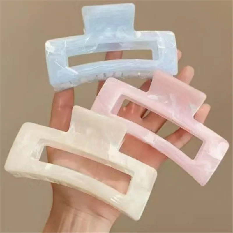 Elegant Marble Cloud Grain Acetate Shark Claw Clip Half Moon Large Back Head Hair Clamp Card Pack Women Hair Accessory Gifts