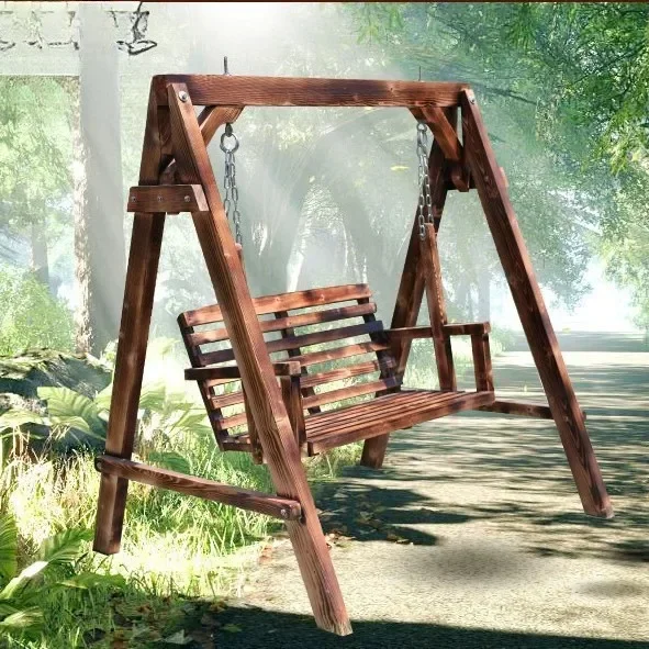 Park household outdoor anticorrosive solid wood swing courtyard children's rocking chair double balcony swing leisure crane
