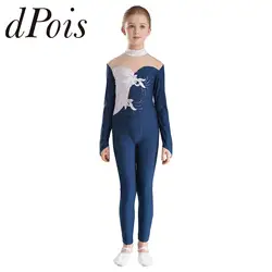 Kids Acrobatics Gymnastics Jumpsuit for Girls Long Sleeve Full Bodysuit Leotard Ballet Dance Skating Sport Workout Dancewear