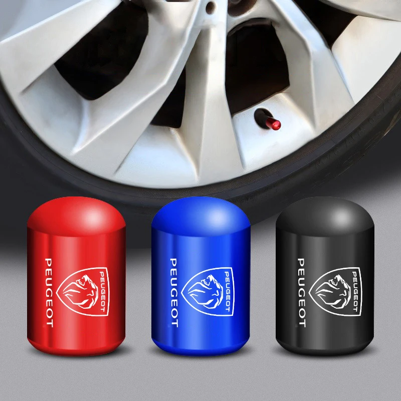 4pcs Car Valve Caps Auto Wheel Tires Accessories Stems Covers For Peugeot 206 307 308 3008 207 208 407 508 2008 5008 107 106 205