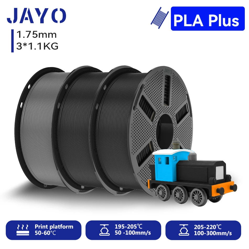 JAYO 3,3KG PLA+ Filament 1,75MM PLA Plus 3D-Drucker-Filament 1,1KG/Rolle für FDM, ordentlich gewickelt, farbenfrohes 3D-Druckmaterial für 3D-Drucker & 3D-Stifte