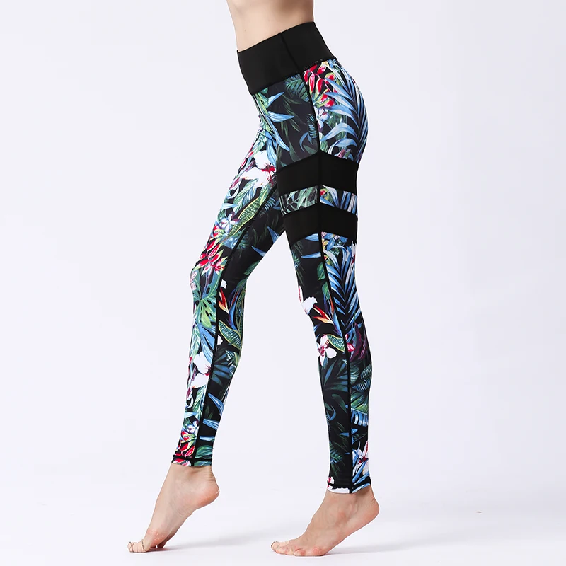 Fitness Yoga Pants Training Leggings Gym Sport 2021 Slim Booty High Waist Tights Running Jogging Tummy Control Printed Trousers