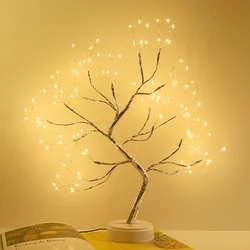 Lámpara LED de noche para decoración del hogar, luz de ambiente de árbol de Navidad para dormitorio de niños, USB/batería, iluminación de mesa de hadas para vacaciones