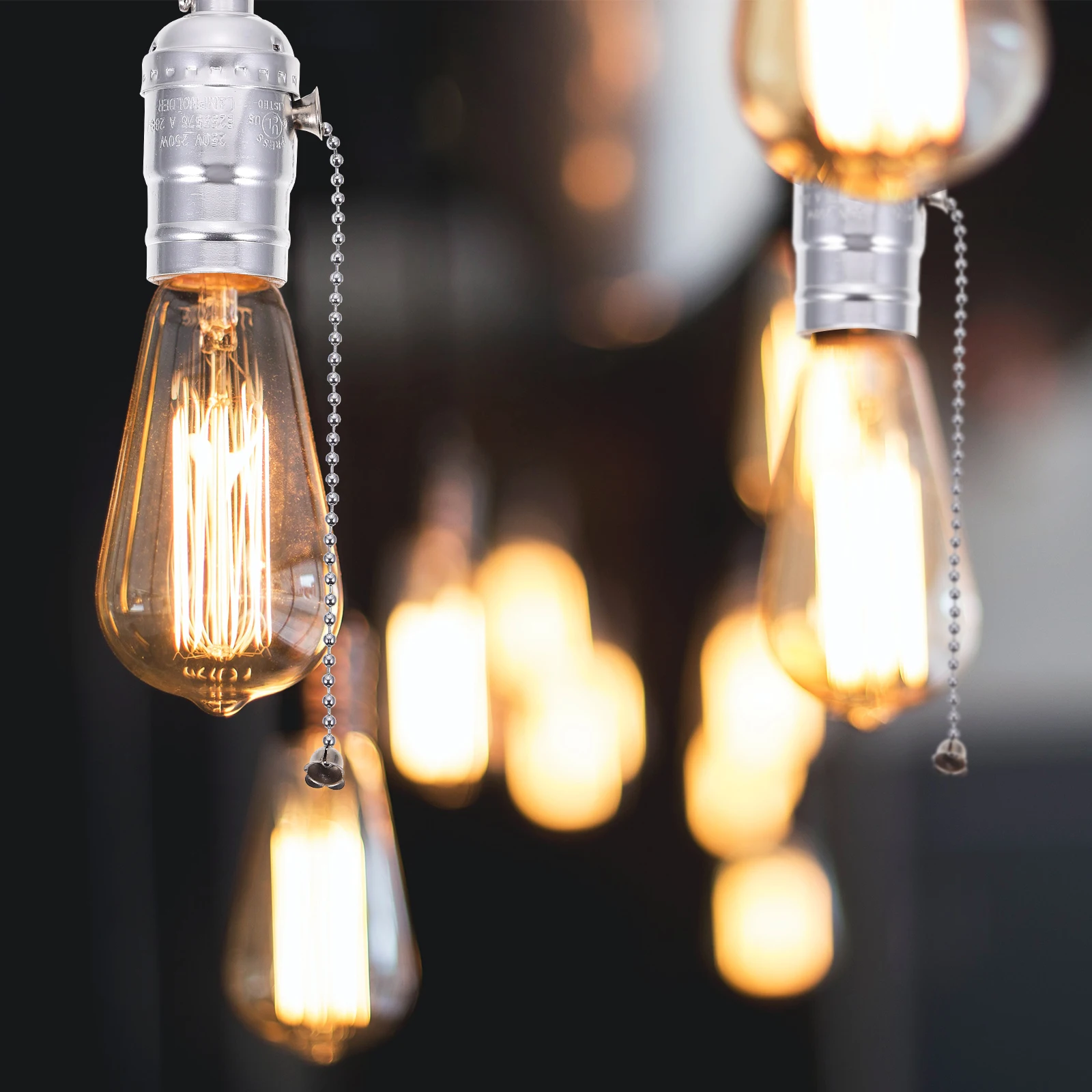 

Retro E27 Light Aluminum Lamp Holder Vintage Bulb Socket Pull Chain Sturdy Socket Adapter For Home Office Restaurant Ambient