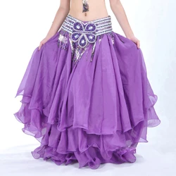 Hot Sale 3 Layer Belly Dance Skirt for Women Oriental Double High Slits Belly Dance Costume Skirt Belly Dance Skirt Costume