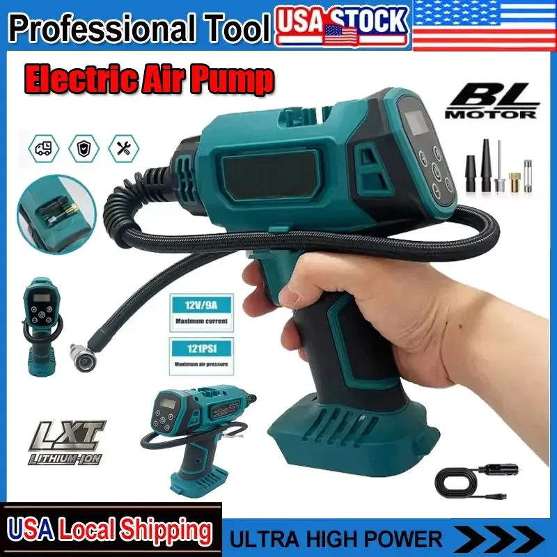 

Подходит для беспроводного электрического воздушного насоса Makita, перезаряжаемый автомобильный автоматический насос для накачивания шин, портативный домашний воздушный компрессор для батареи 18 В