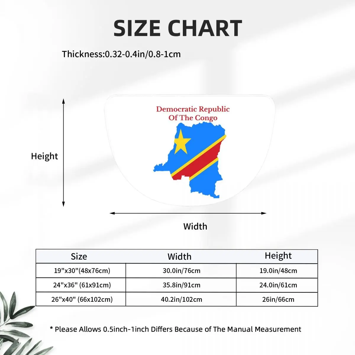 Democratic Republic Of The Congo Flag Map Soft Flannel Half Round Doormat Non Slip Bathroom Mat Absorbent Floor Carpet for Home