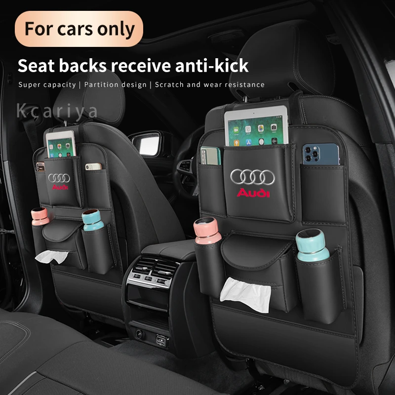 

Car Seat Back Multi-pocket Storage Bag Seat Rear Anti-kick Pad For Audi A1 A3 A4 A5 A6 A7 A8 Q3 Q5 Q7 RS4 RS5 RS6 S3 S4 S5 S6 TT