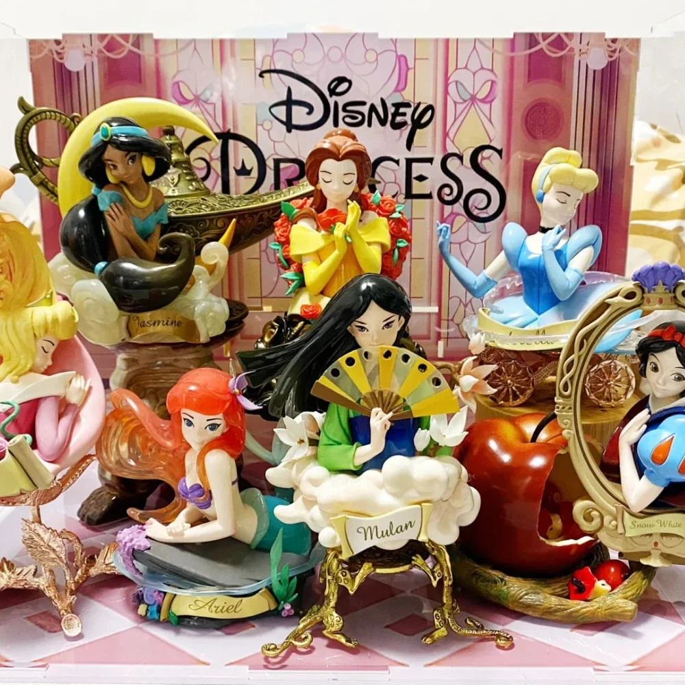 Disney Princess Art Gallery Series Blind Box Figure Ariel Cinderella Aurora Snow White Belle Mysterious Box Kids Surprise Gifts