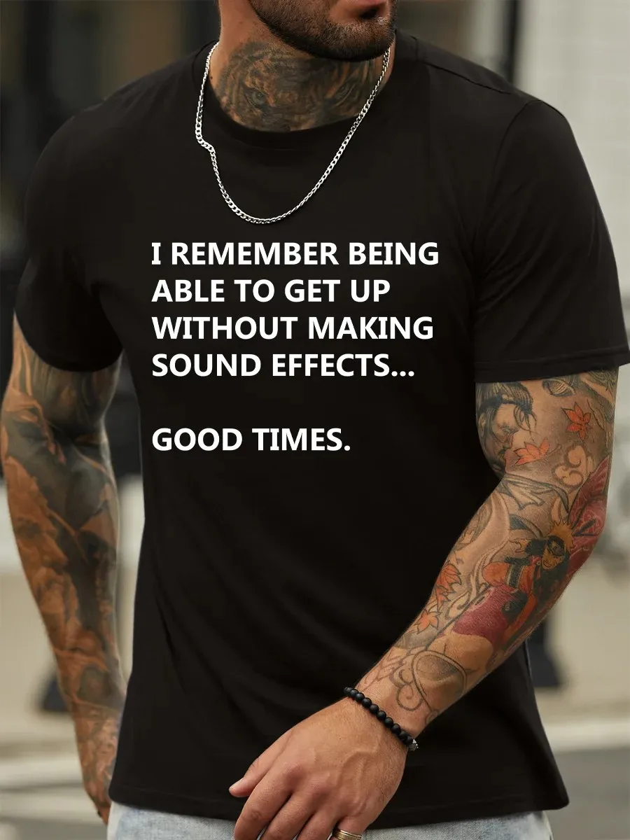 Lilicloth X Hynek Rajtr I Remember Being Able To Get Up Without Making Sound Effects Good Times Men’s Cotton Casual T-Shirt