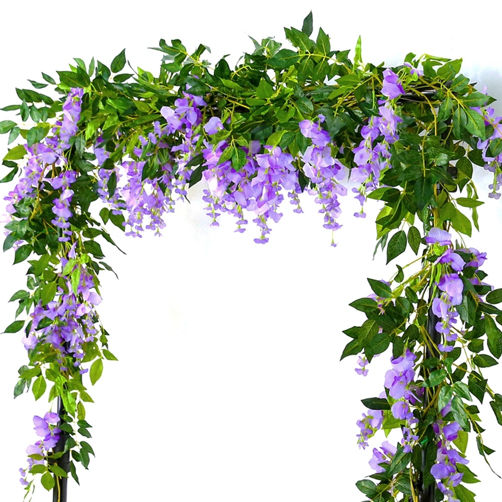 2 Stücke Künstliche Glyzinienranke 7ft Kunstblumen Seidentuch Glyzinien Girlande Hochzeit Party Backbro Hintergrund Wandbehang Blume