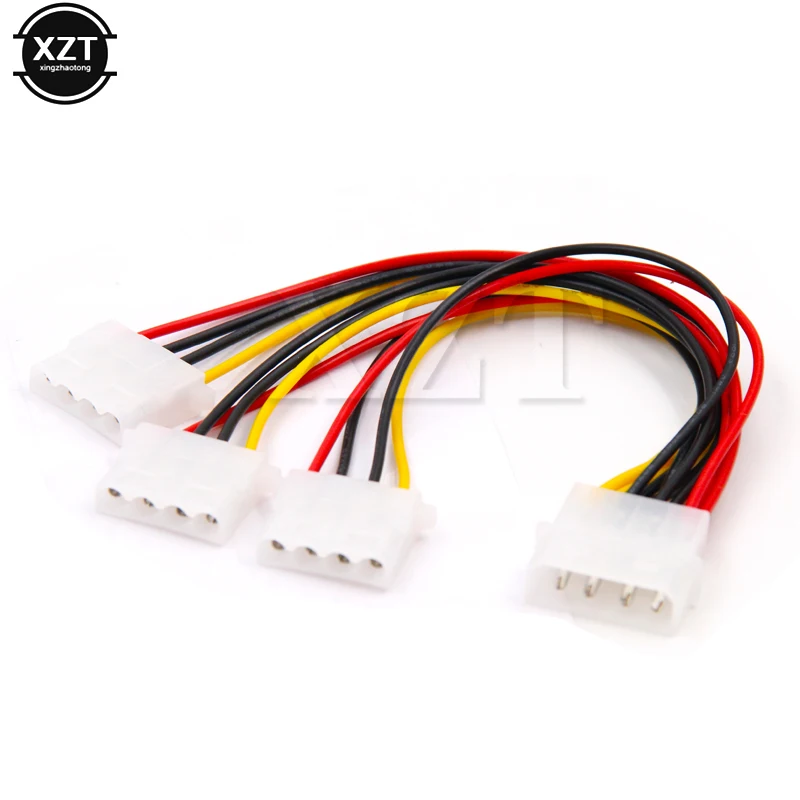 High Quality 4 Pin Molex Male to 3 port Molex IDE Female Power Supply Splitter Adapter Computer 4Pin IDE Power Cord