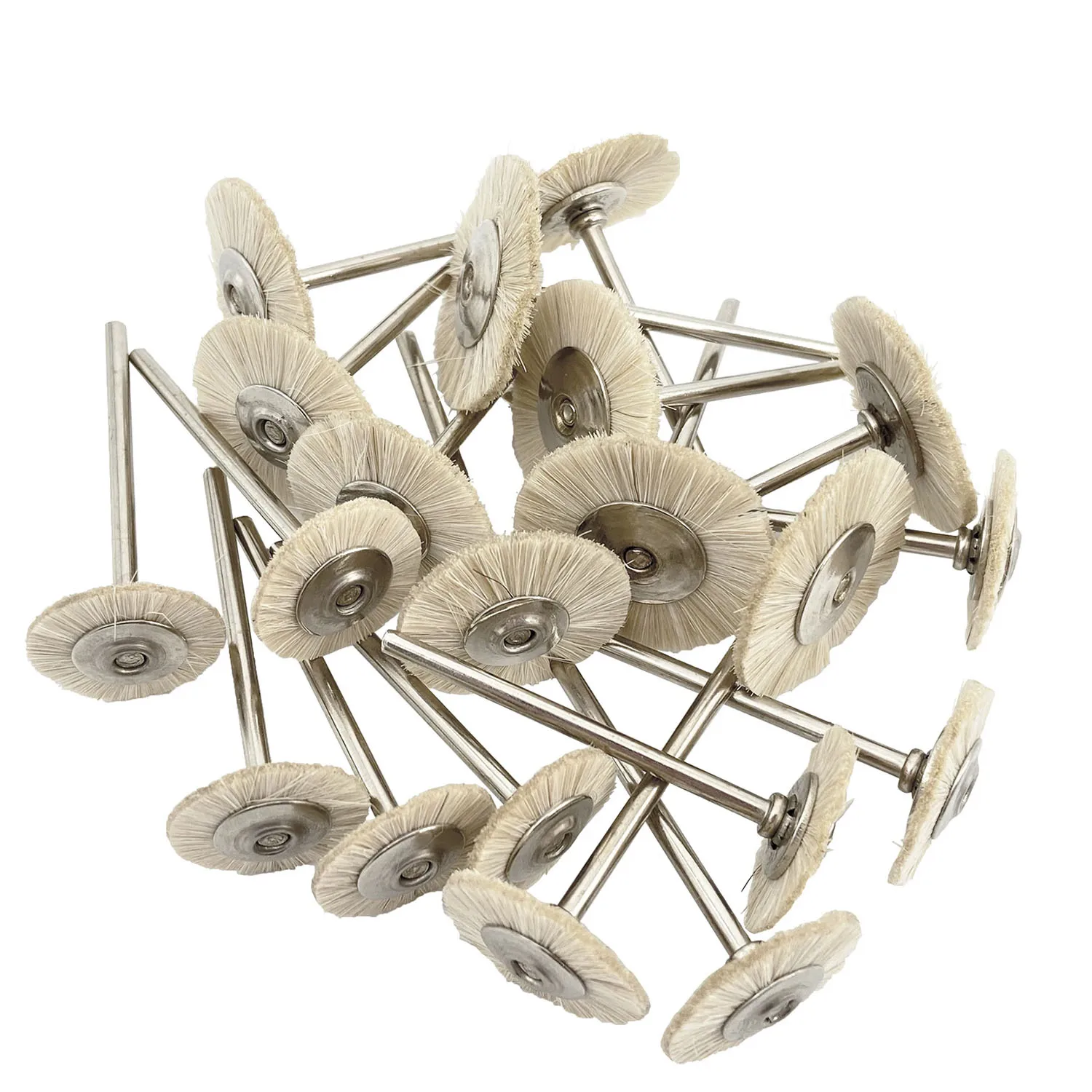 10Pcs/Bag 2.35mm Polishing Brush Wheel Dental Laboratory Lab Materials Soft White Goat Hair Rotary Tools Low Speed HP Shank Buff