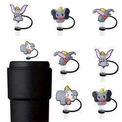 4pcs Dumbo Cartoon Silicone Straw Toppers for 10mm,Straw Caps for Glass Cup,with 30&40Oz Tumbler with Handle Dust-Proof Reusable