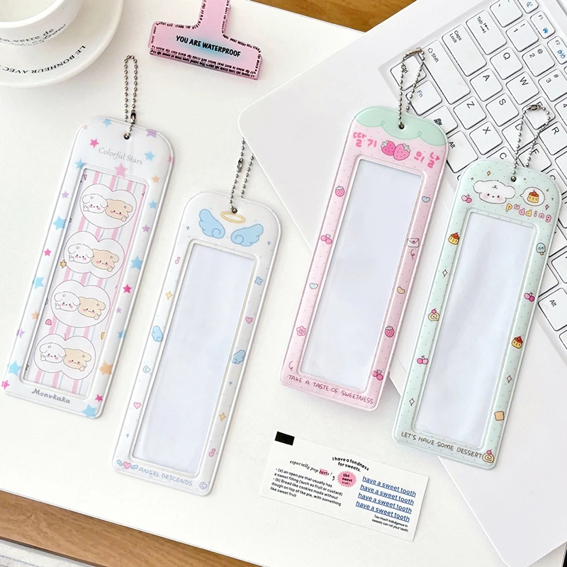 

Photocard Holder PVC Transparent Card Case Student Campus Card Access Bag Strawberry Four Grid Card Sleeve
