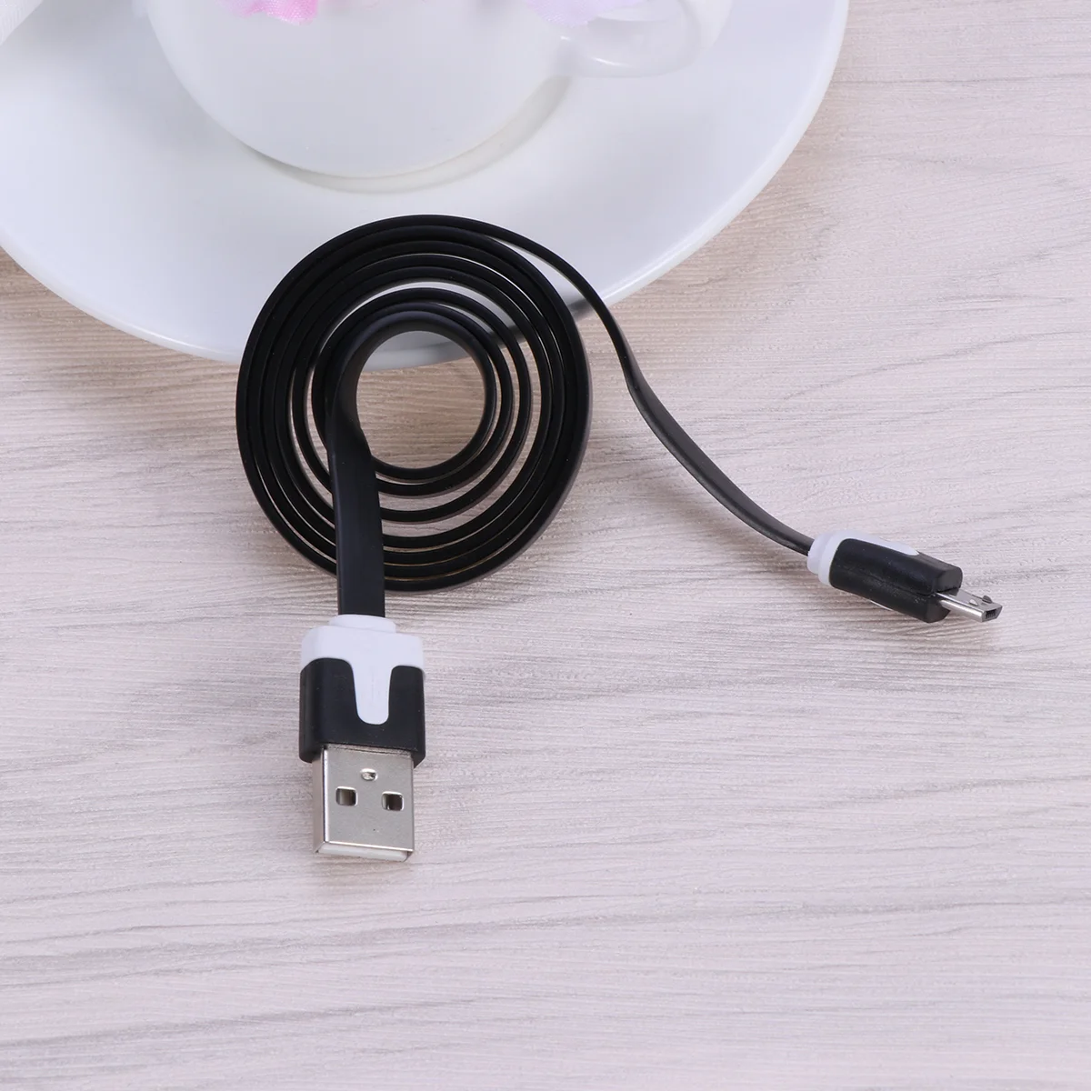 Fast cable Durable Flat Noodle Micro USB Sync Quick Cable for Tablet Smartphone Cell Phone MP3 Player (Black)