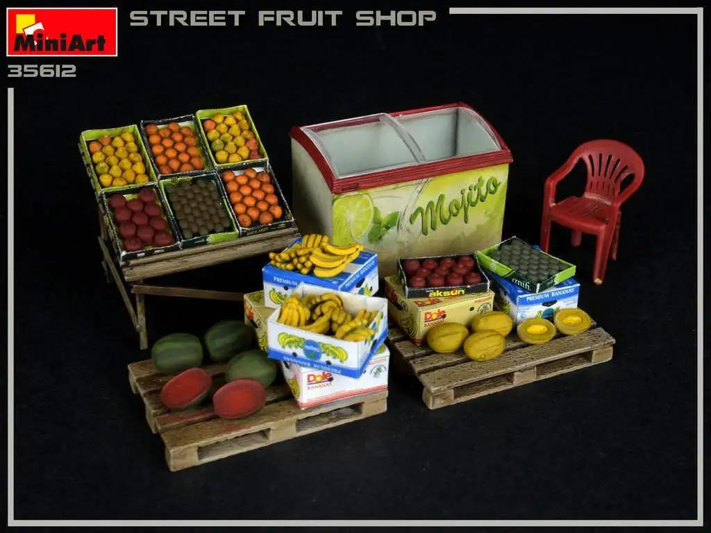 MiniArt 35612 escala 1/35 Street Fruit Shop (Edifícios e Acessórios)