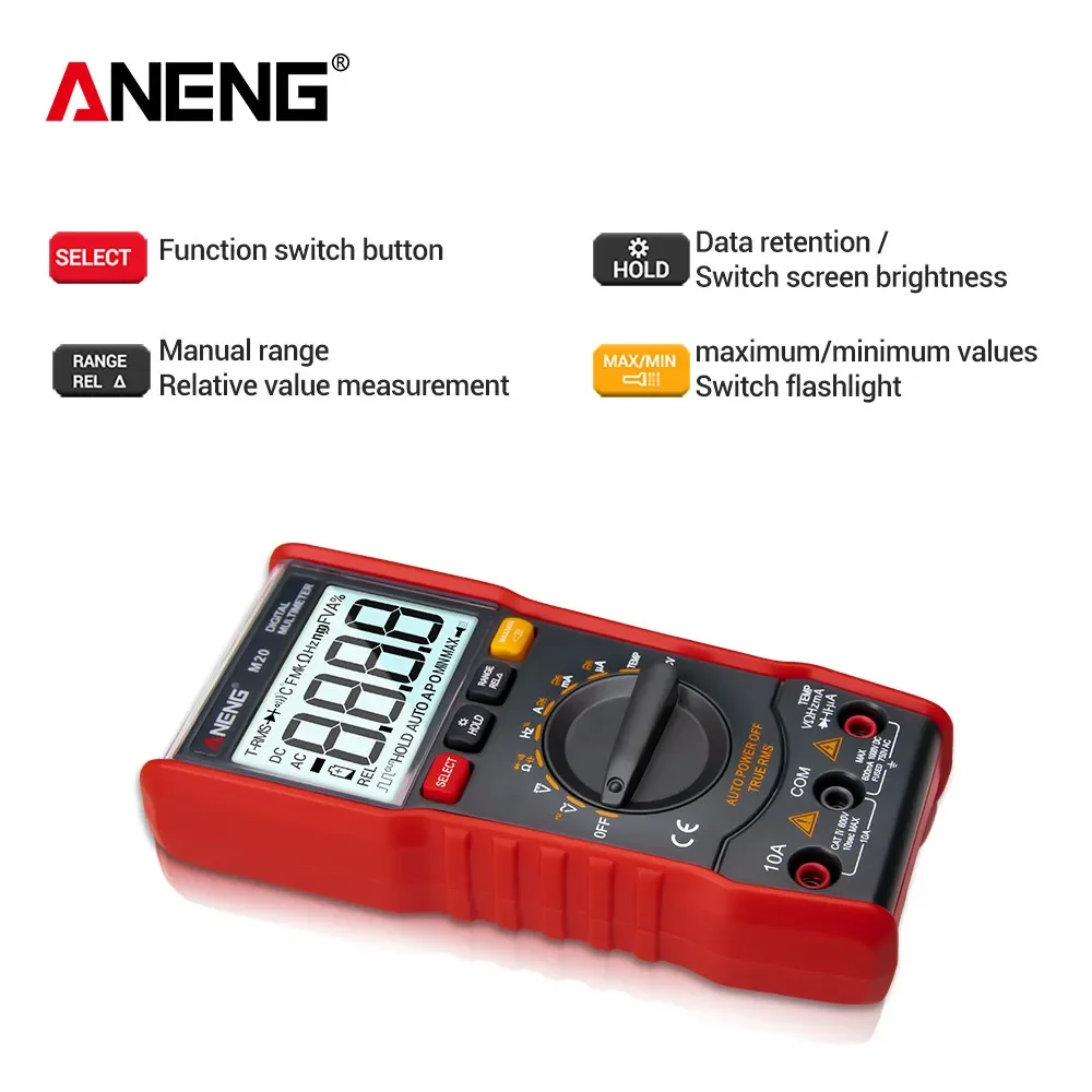 ANENG M20 Digital Multimeter 6000 counts tester esrmeter multimetro analogico digital profissional With Backlight AC/DC Ammeter