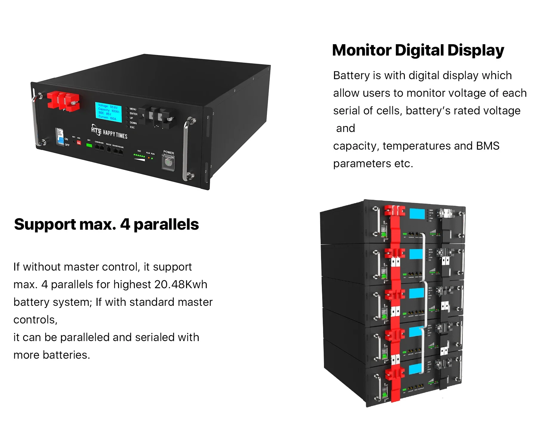 2024 HTE server rack lifepo4 solar batteries 48V 51.2V 5kwh 10kwh 15kwh 20kwh 30kwh 40kwh inverter  home rack mounted batteries