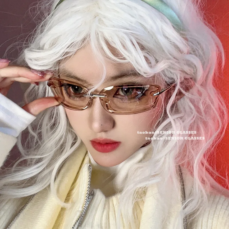 

Солнцезащитные очки без оправы в стиле Y2K, прямоугольные, модные, для женщин и мужчин, для путешествий, вождения, трендовые очки для подиума