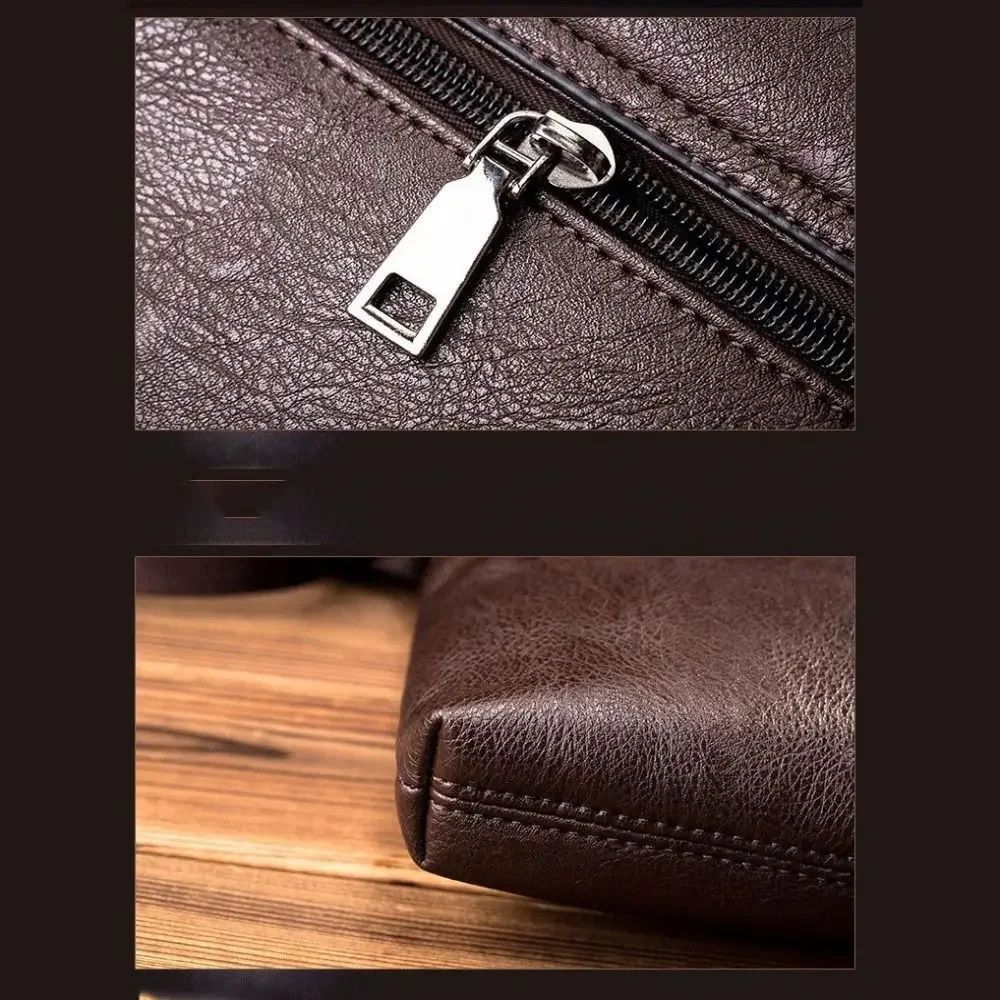 2024 Casual Man Messenger Bag Vintage Men Handbag Pu Leather Shoulder Bags Business Briefcase High-capacity Crossbody Bag