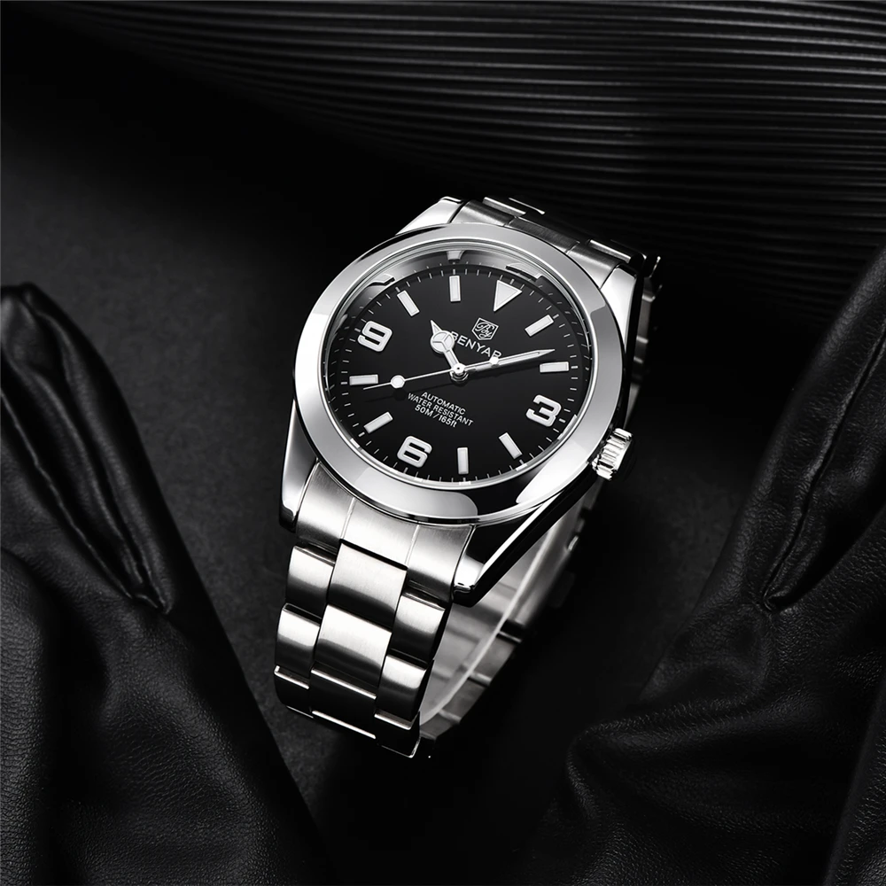 BENYAR 41MM Original Design New Men Automatic Mechanical Watches Luxury Sapphire Stainless Steel Waterproof Relogio Masculino