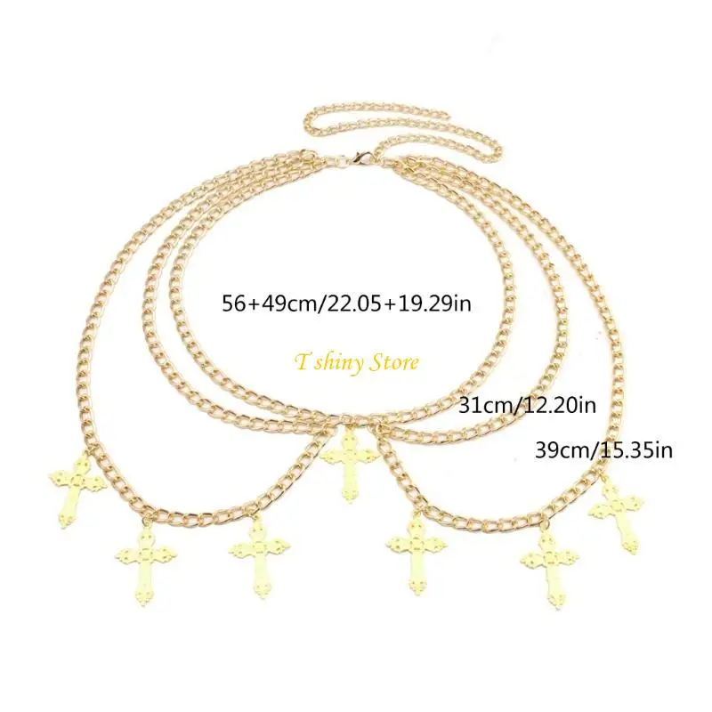 أحزمة الخصر الحديثة N58F لمجوهرات الجسم مع حزام فستان الجينز مع صليب مجوف