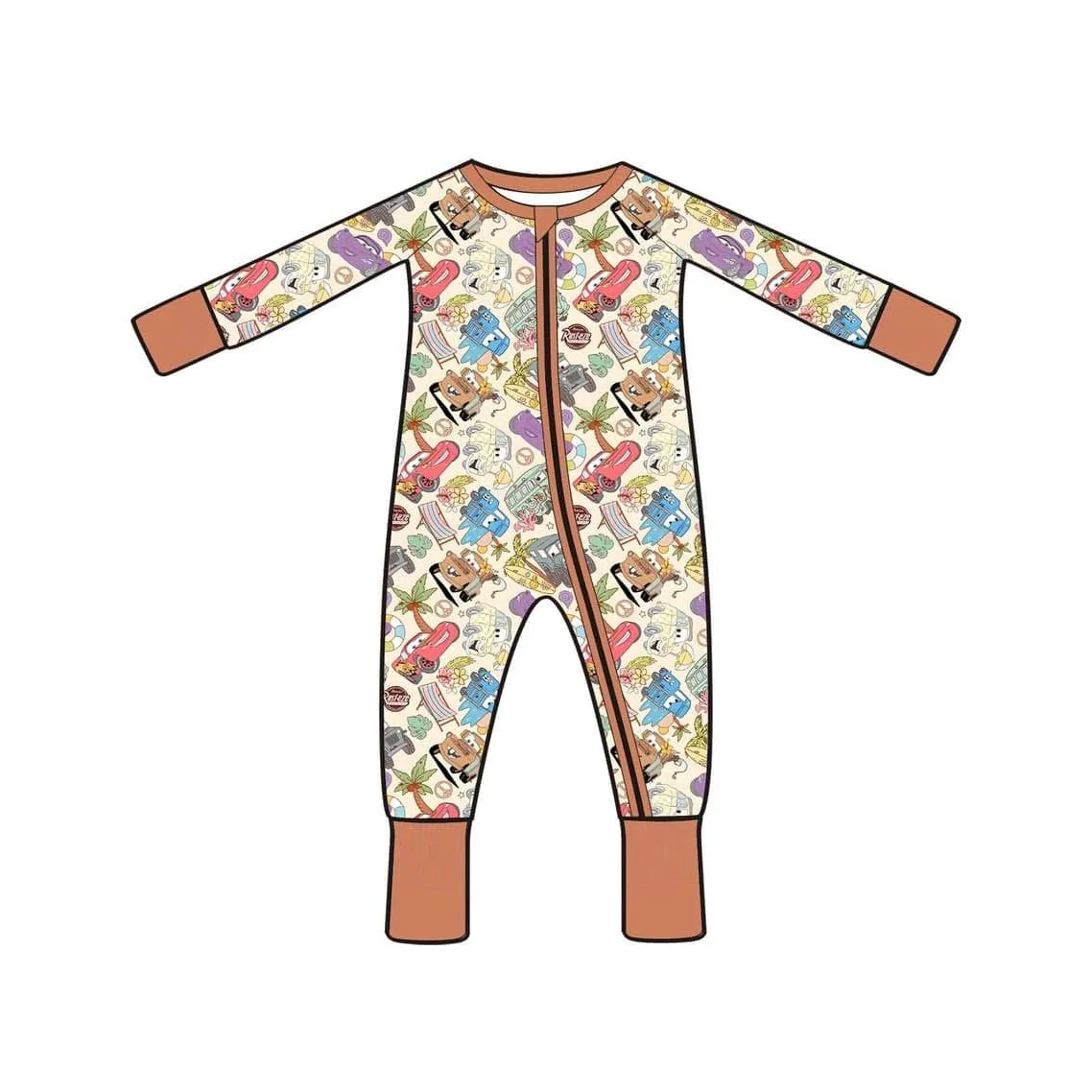 

Wholesale Cartoon Car Print Baby Sleeper Romper Boutique Zipper Baby Pajamas Clothing