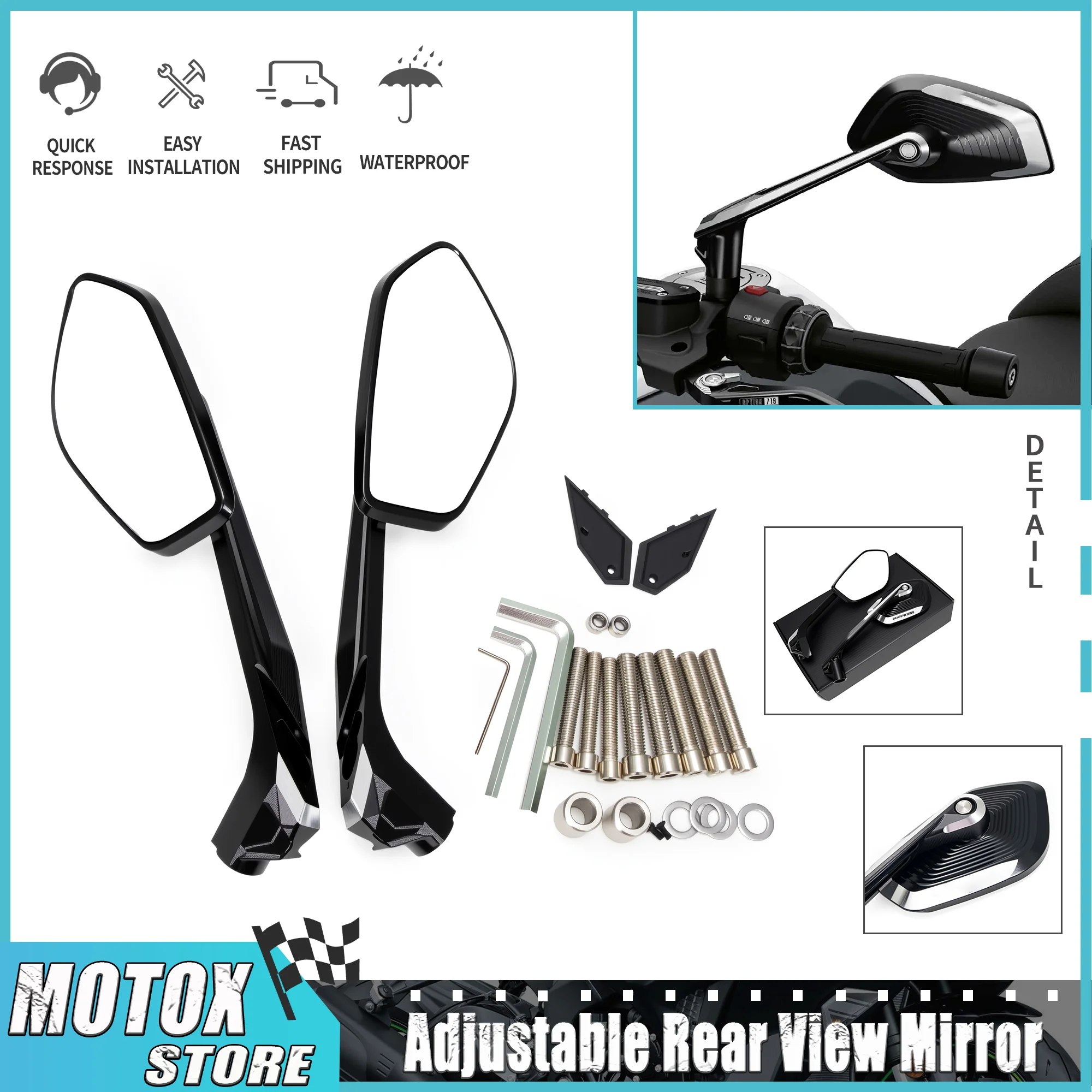 

Motorcycle Aluminum Adjustable Side Rearview Mirror For BMW F900R G310GS S1000XR R1300GS 2024 R1200 1250 GS ADV Rear View Mirror