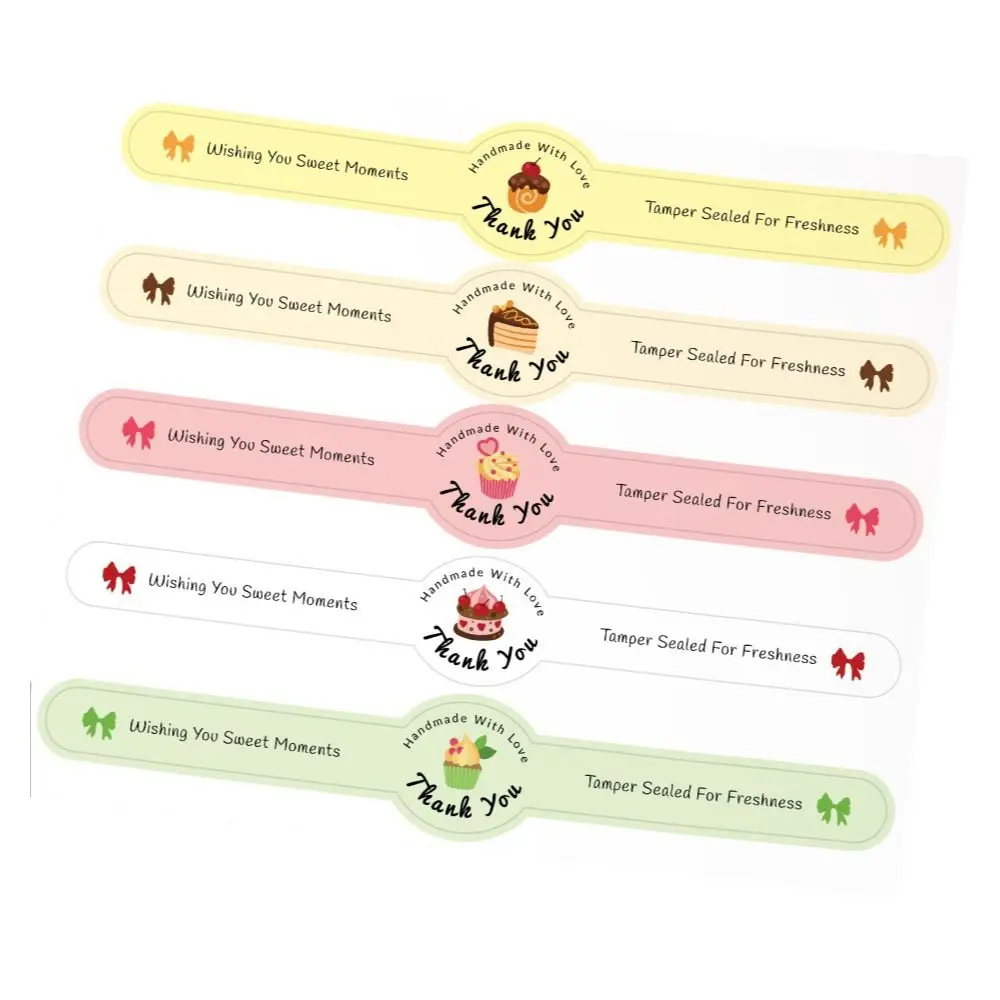 50Pcs Self-Adhesive Food Retail Package Seal Stickers Long Label Waterproof Thank You Sticker Handmade Cute Handicraft Labels