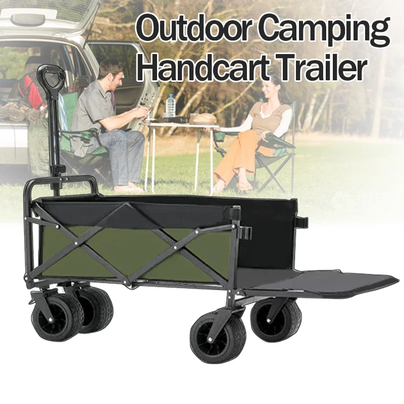 Opvouwbare winkelwagen Outdoor grote capaciteit campingwagen wielen draagbare trolley handkar picknick strand opvouwbare campingkarren