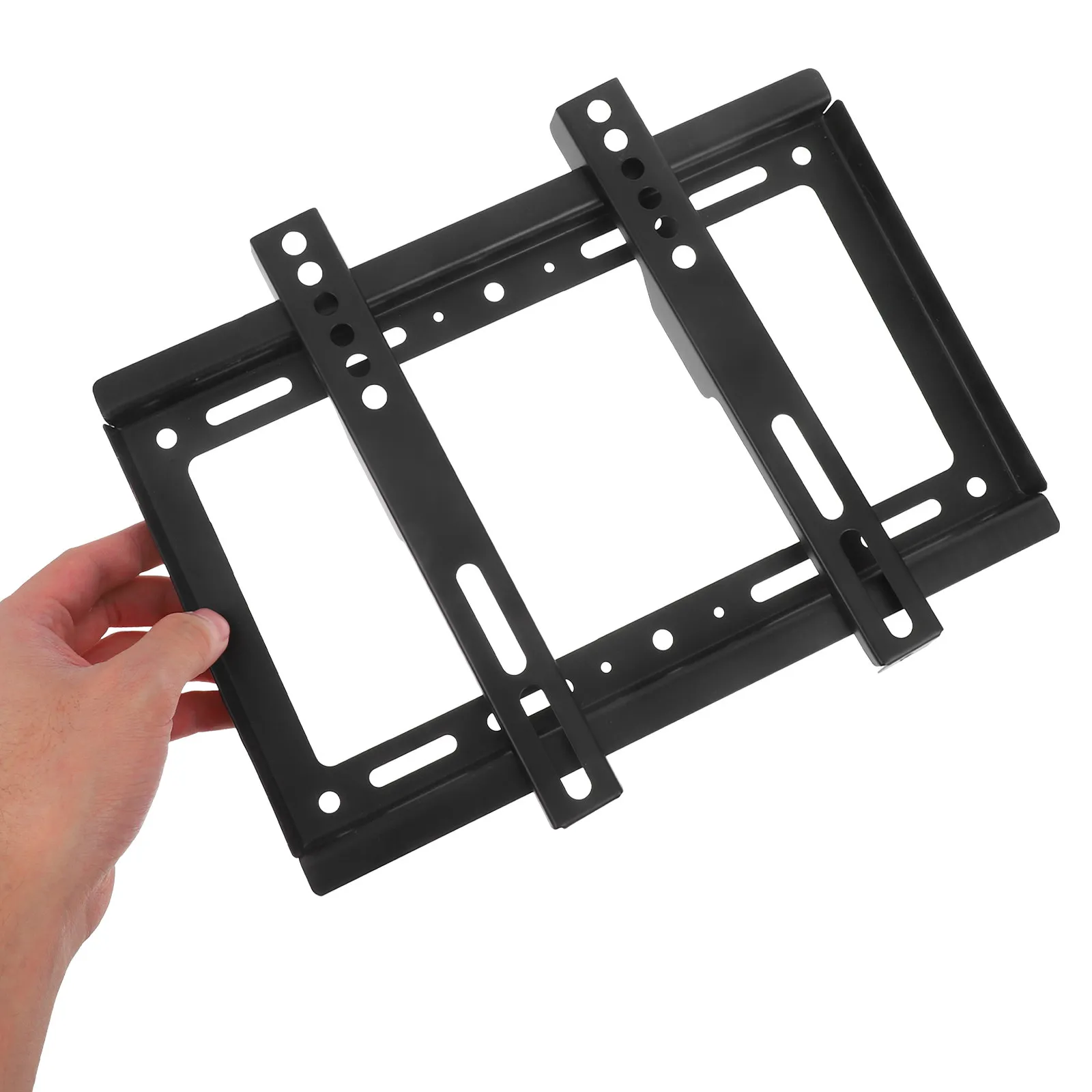 Fixed TV Wall Mount Bracket Low Profile Space Saving Holder Universal TV Mount Kit 14-42 Inch Screens Black Adjustable Tilt