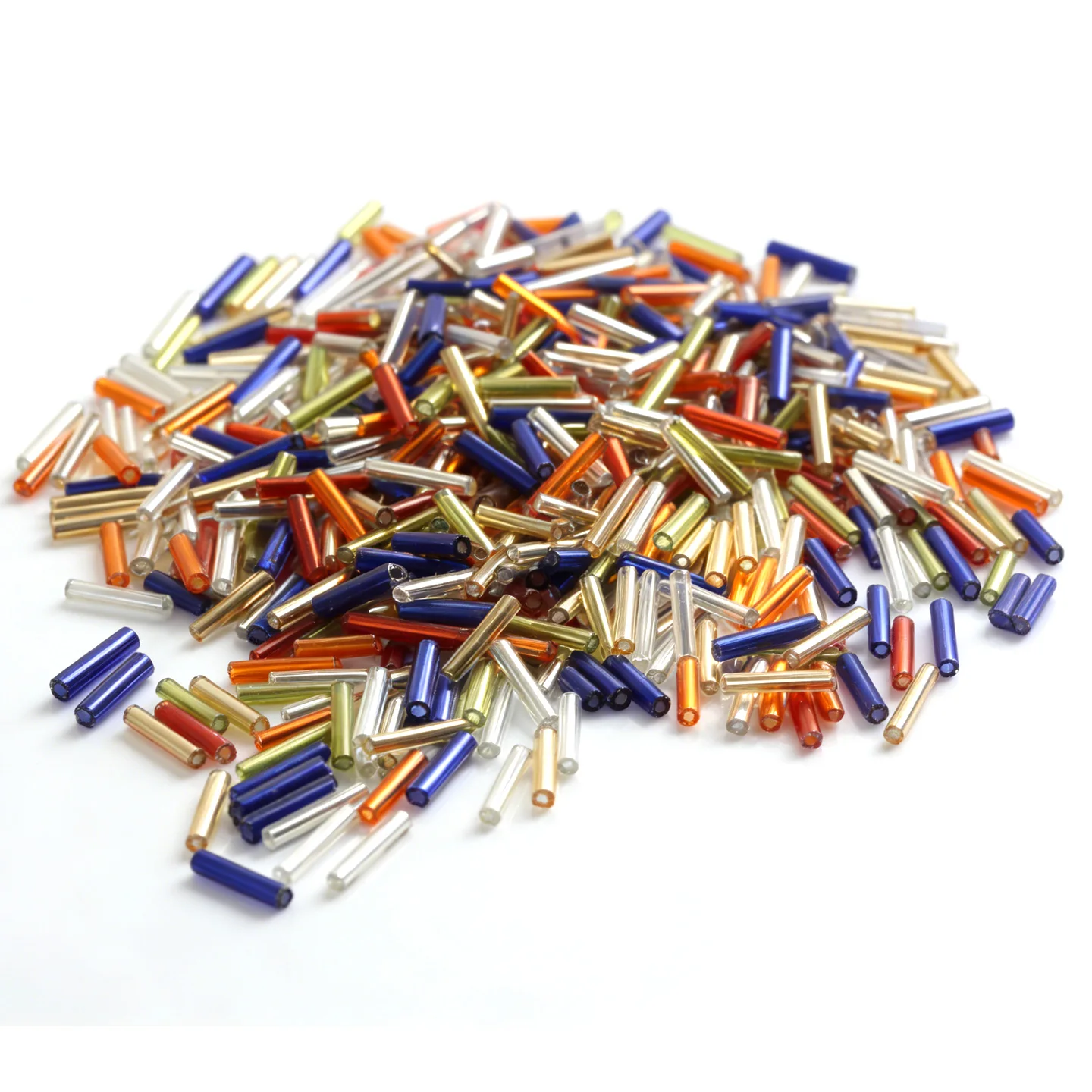 OlingArt Glass Seed Beads Mixed Color 400pcs Silver Color Lined Bugle Bead 9x1.8mm Tube  DIY Bracelet Jewelry Making