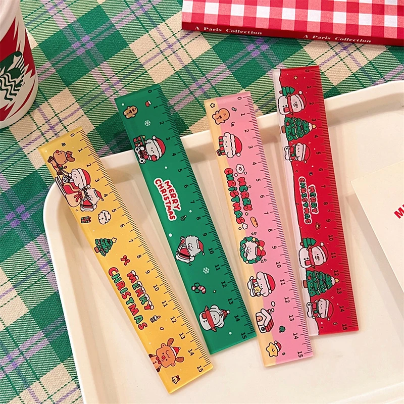15cm Cartoon Christmas Magnetic Ruler Kawaii Stationery Rulers Student Soft Design Ruler Set of Drafting Rules SchoolSupplies