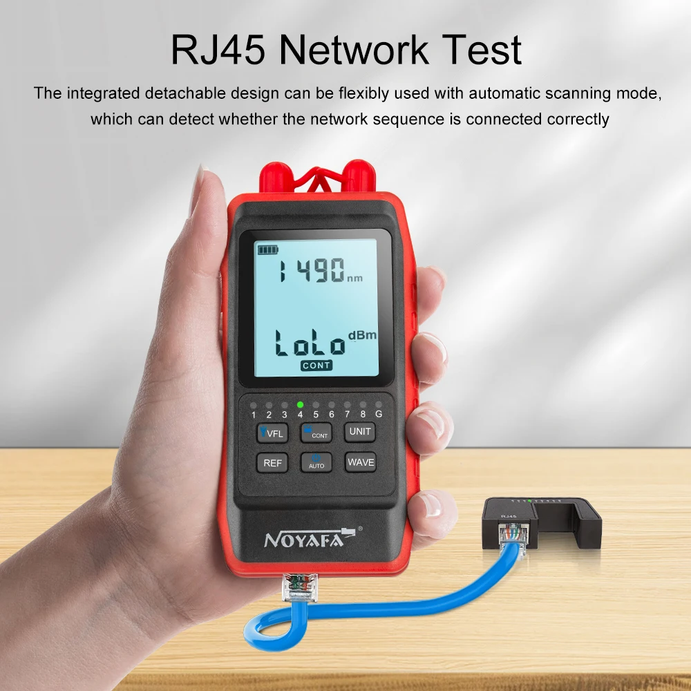 NOYAFA NF-908L الألياف البصرية الصغيرة السلطة متر شاشة الكريستال السائل الألياف البصرية تستر شبكة كابل تستر البصرية خطأ محدد